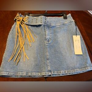 Denim Skirt with Tan Accents